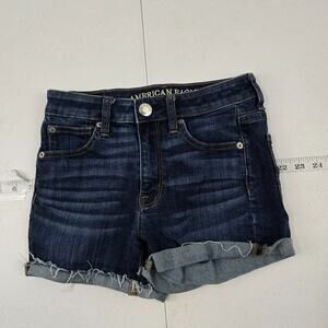 American‎ Eagle hi-rise shortie super stretch shorts size 2 denim womens 5598